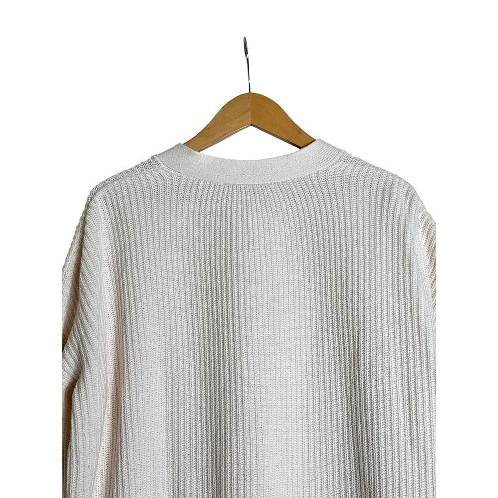 LOFT Cream Ribbed Cardigan XL Cotton Button Front Pockets Relaxed Fit EUC - Picture 6 of 8